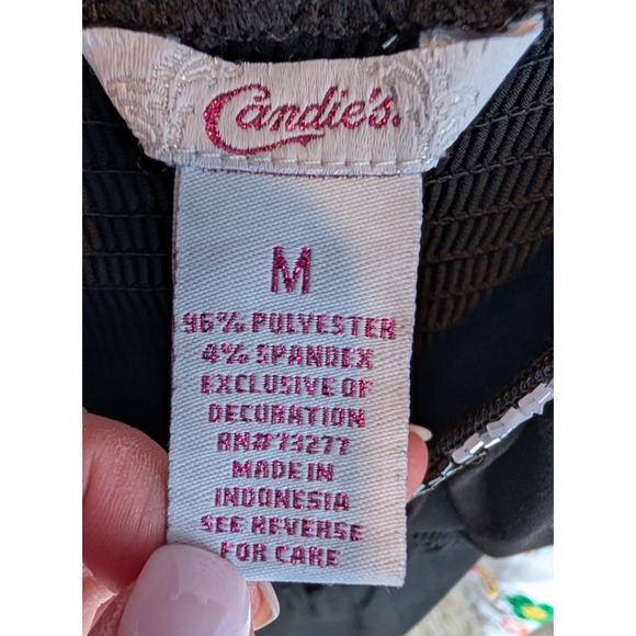 VTG Y2K Candies Black Beaded Neckline Babydoll Baddie Jersey Mini Dress Medium - Picture 7 of 8